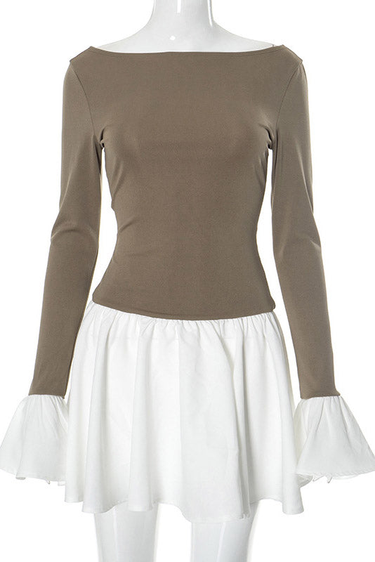 Candice Balloon Sleeves Knit Mini-Length Dress
