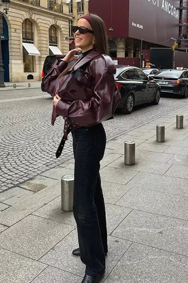 Modern British Moto Cropped Leather Jacket