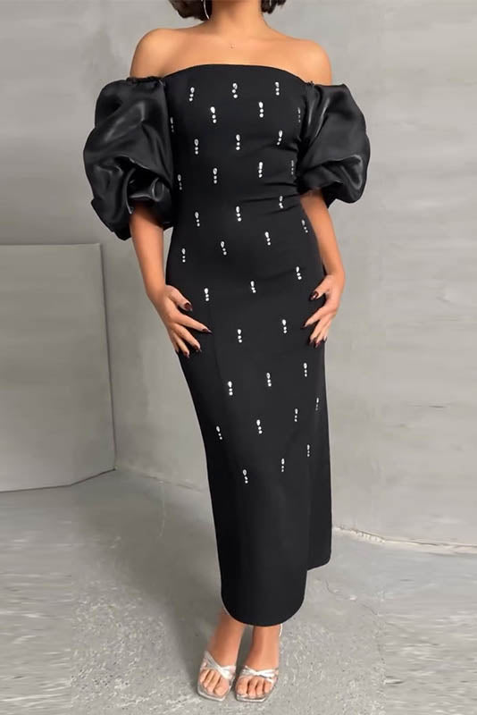 Echoes of the Past - Polka Dot Maxi-Length Dress