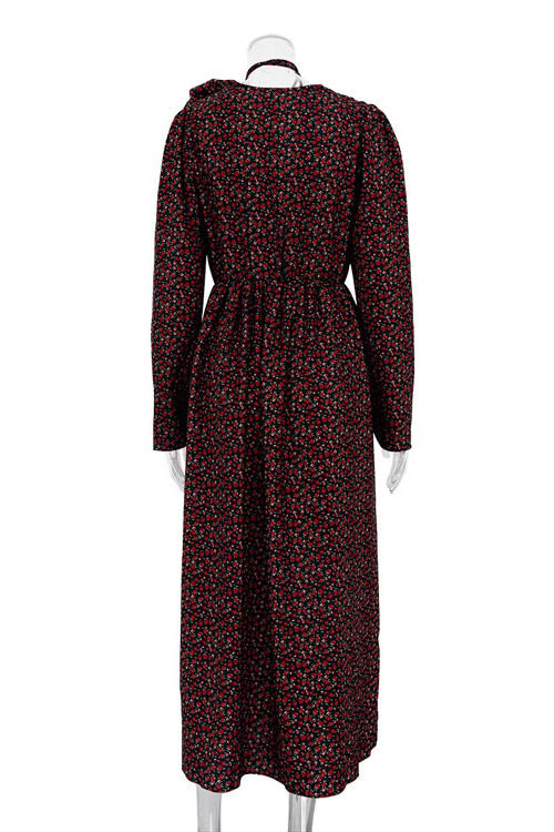 Bertha Flower V-Neck Midi-Length Dress
