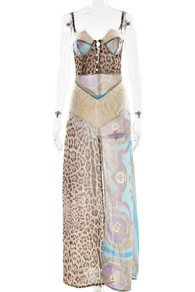 Whispers of the Wild - Waist-Tied Maxi-Length Dress