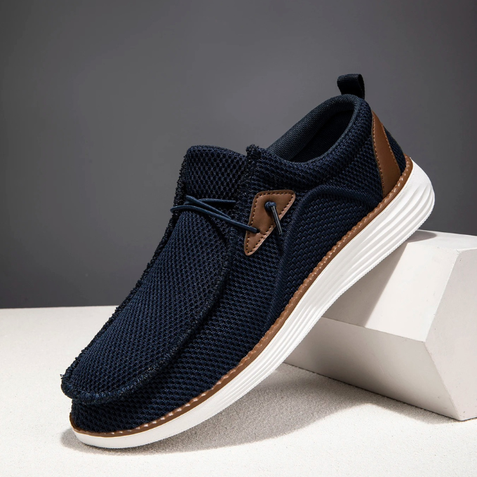 Mesh Loafers with Woven Detail