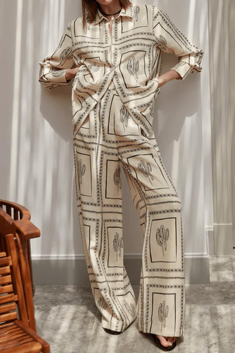 Coordinated Abstract Geometric Line Printing Two-Pieces Set