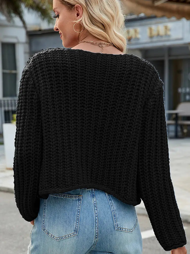 Lightweight Cardigan with V-Neck and Button Closure