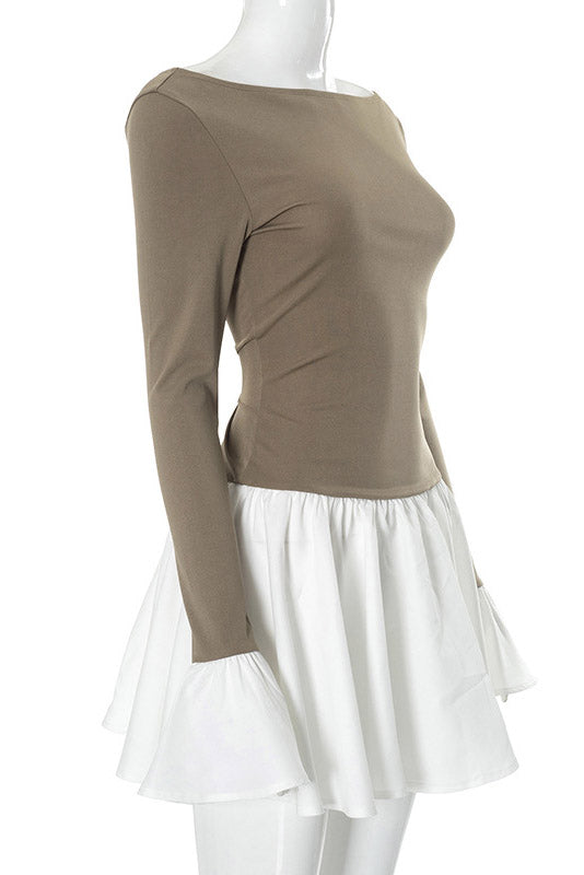 Candice Balloon Sleeves Knit Mini-Length Dress