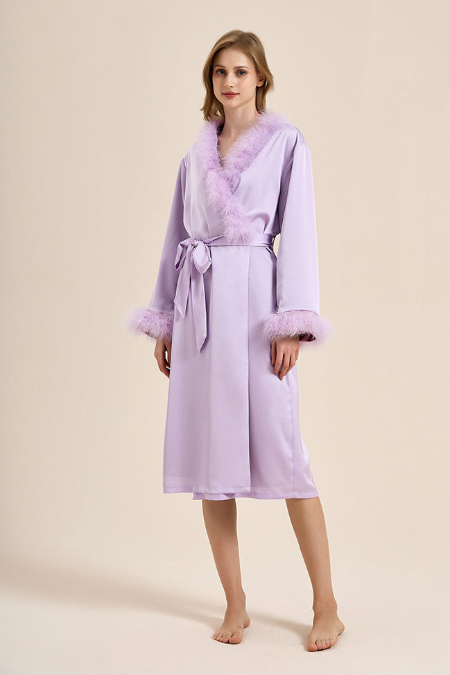 Modern Bettie Page Lilac Feather Robe