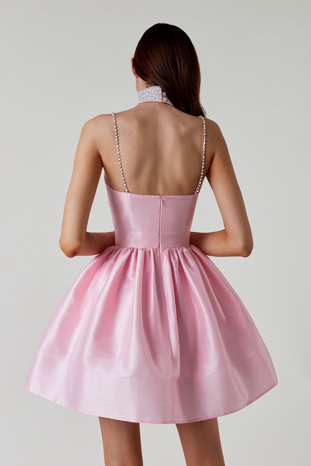 Sweet High-Waisted Ruched Fluffy Mini-Length Dress