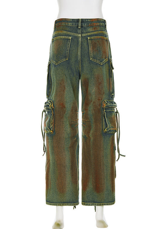 Trendy Contrast Denim Trousers