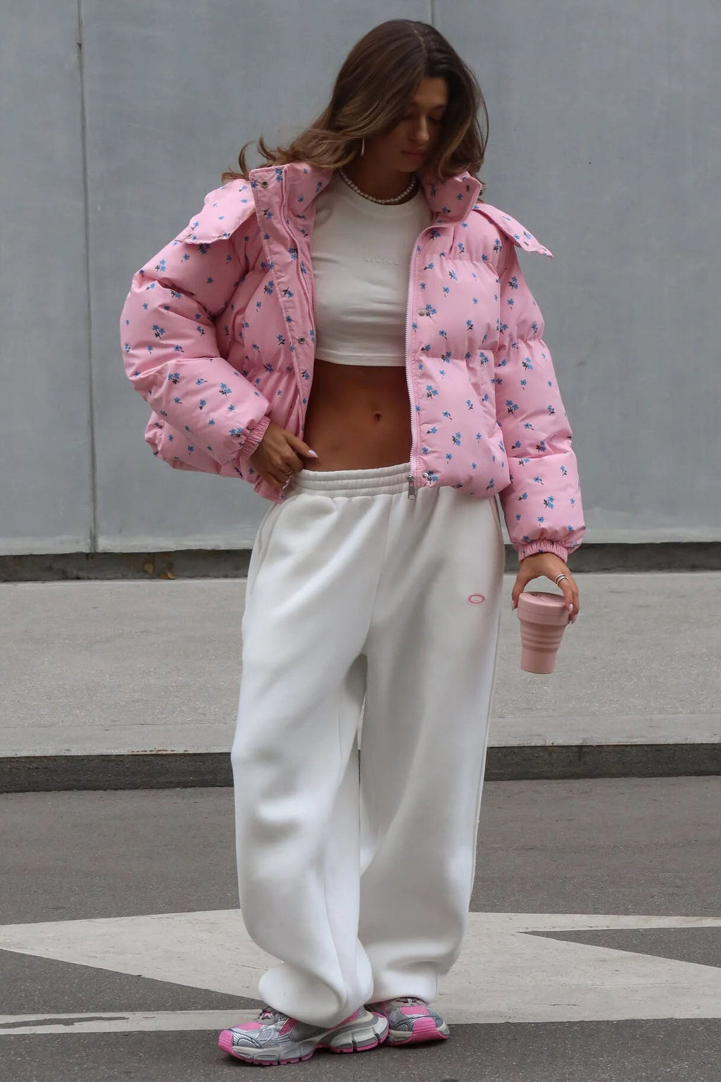 Flower Print Puffer Jacket