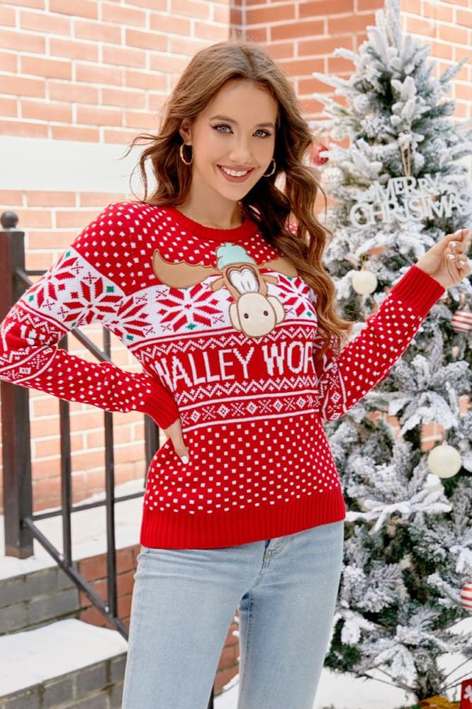 Cartoon Embroidered Knitted Knit Sweater