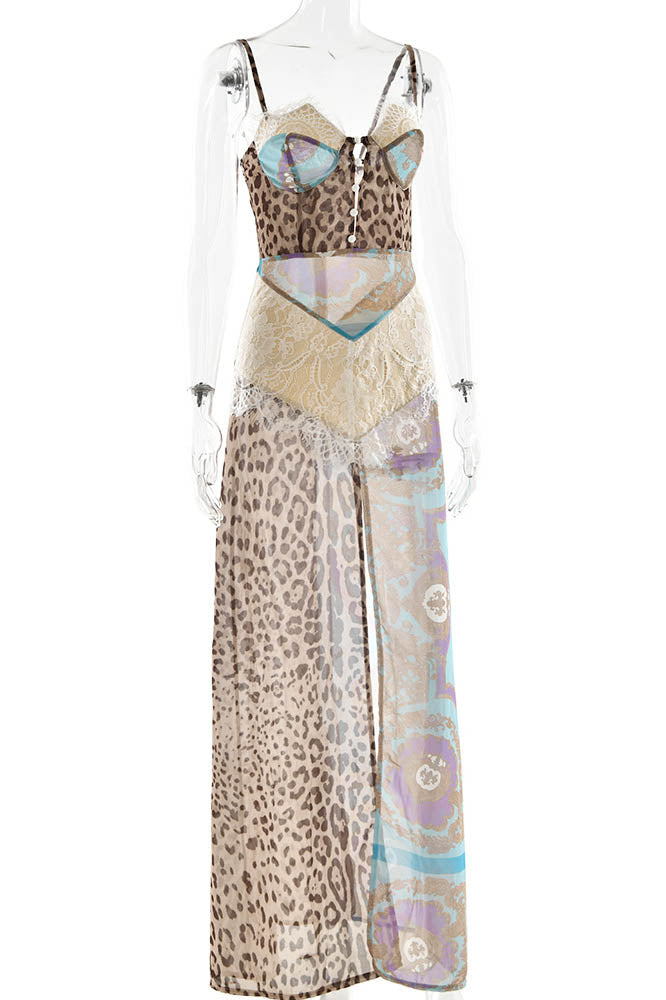 Whispers of the Wild - Waist-Tied Maxi-Length Dress