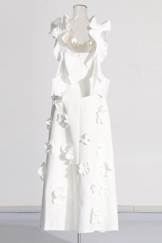 Ruffled hem Solid long dress