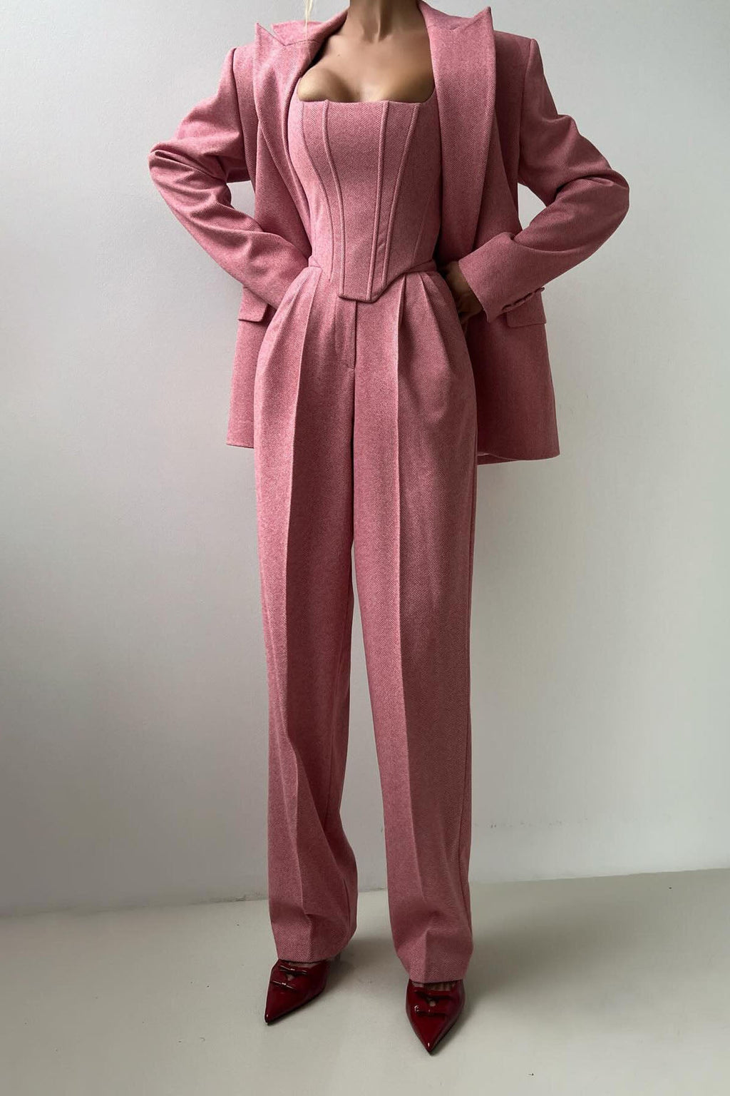 Modern Professional Belted Suit