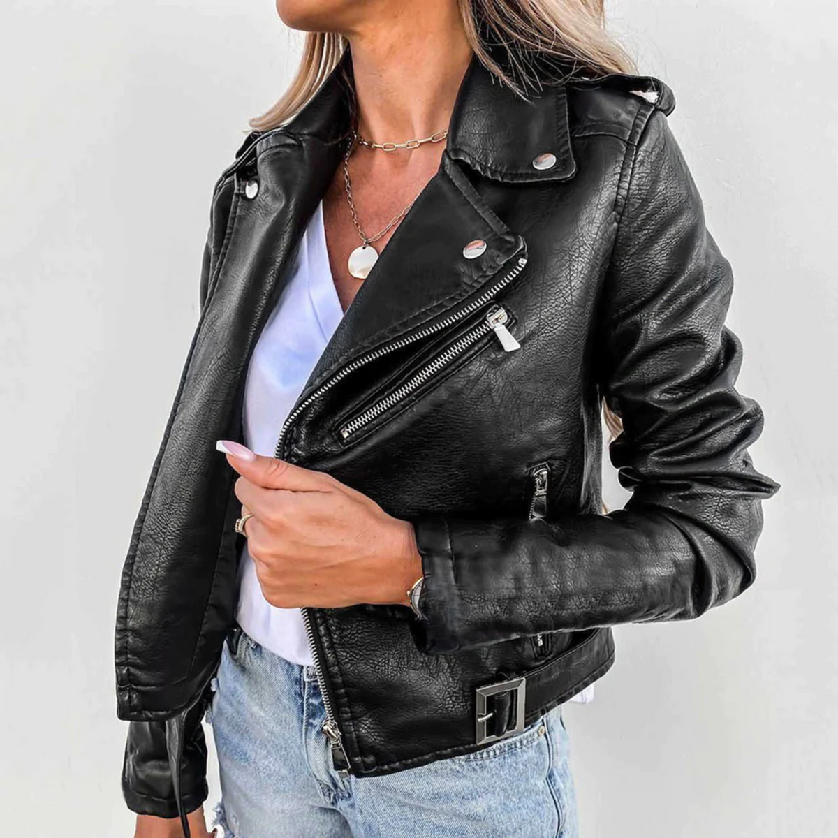 Leather Biker Jacket with a Bold Look