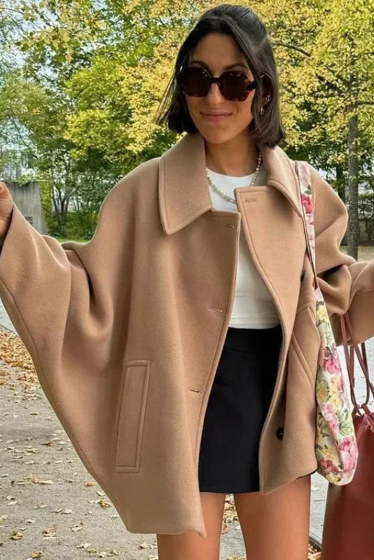 Modern Quiet Luxury Asymmetric Cape Coat