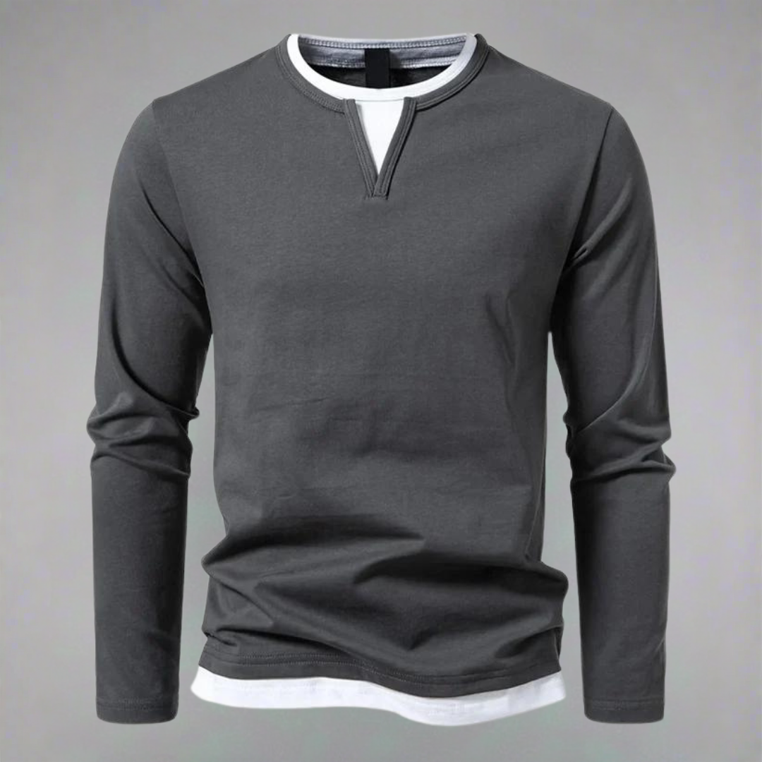 Denim Sweater with V-Neck
