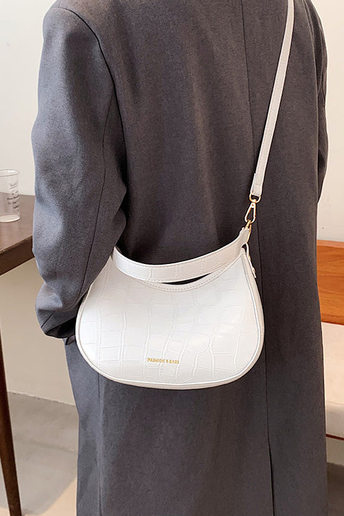 Modern Black Croc Mini Hobo Bag