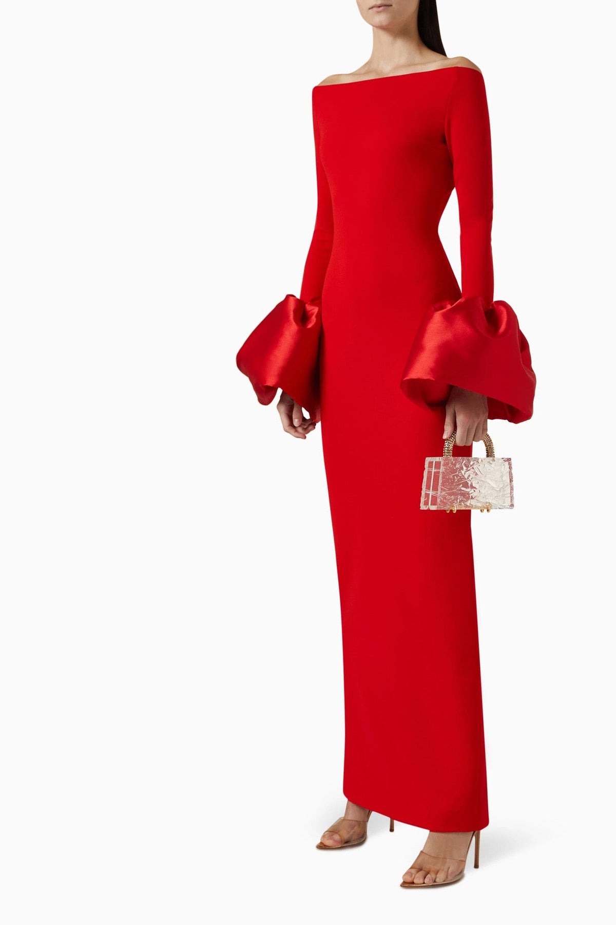 Solid Lantern Sleeve Dress
