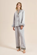 Coordinated Feather Trim Red Pyjamas Set