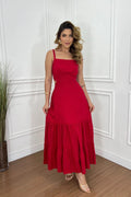 Trendy Versatile Solid Spaghetti Strap Midi-Length Dress
