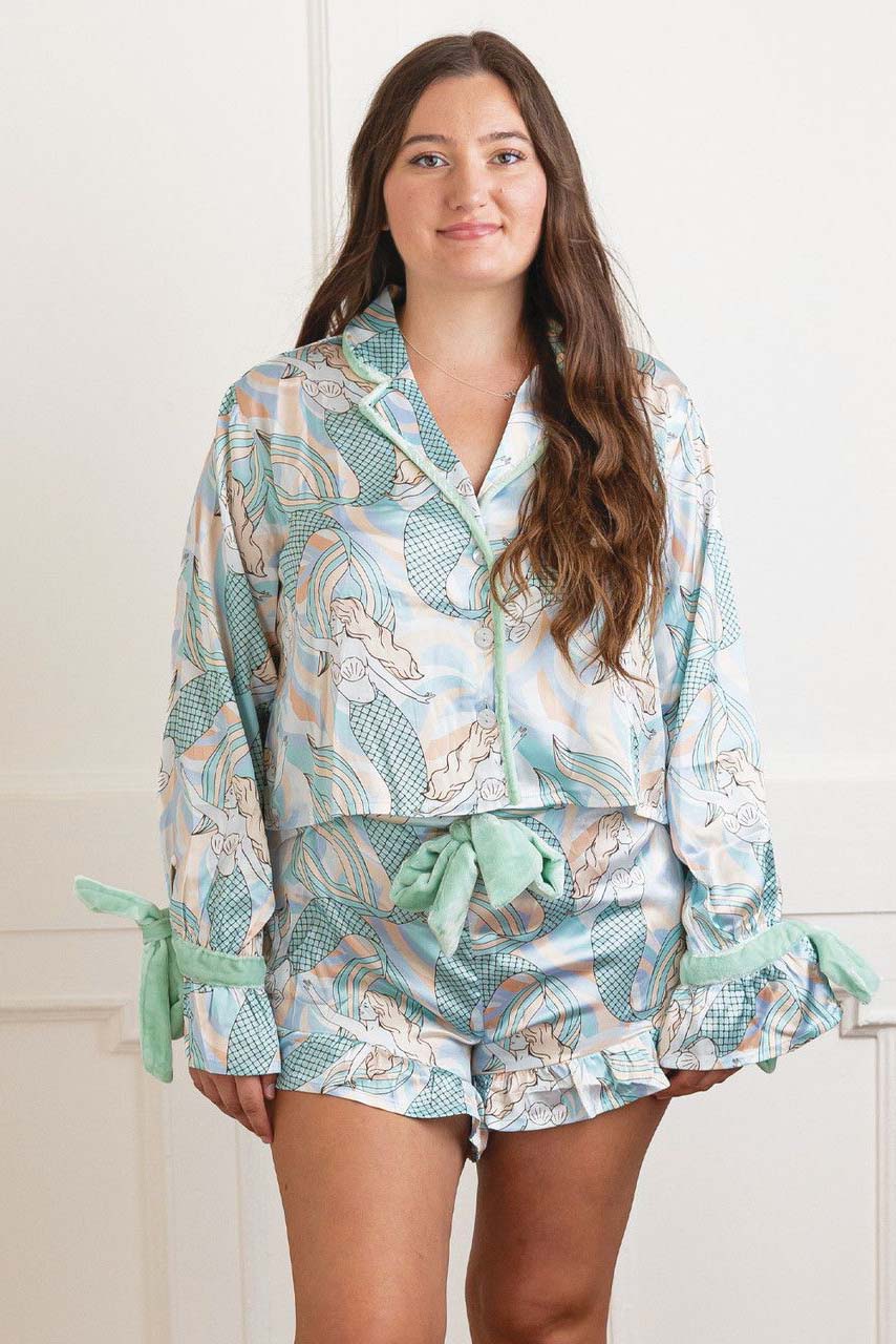 Modern Tie Front Cotton Peplum Blouse Shorts