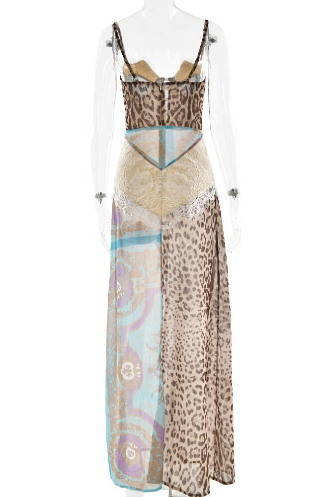 Whispers of the Wild - Waist-Tied Maxi-Length Dress