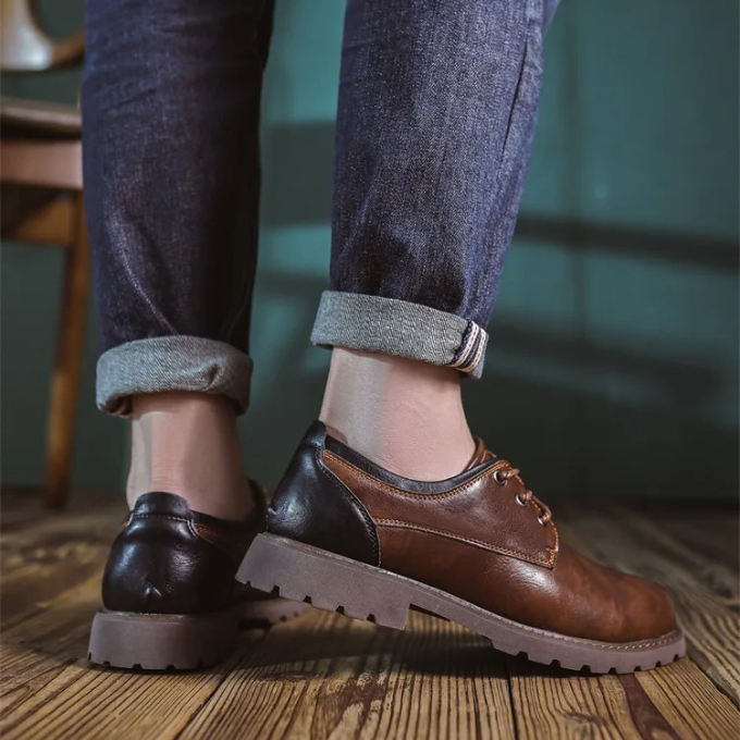 Casual Polished Leather Oxford Shoes
