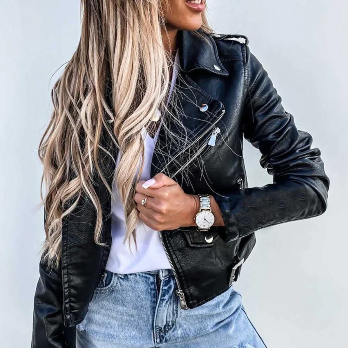 Leather Biker Jacket with a Bold Look