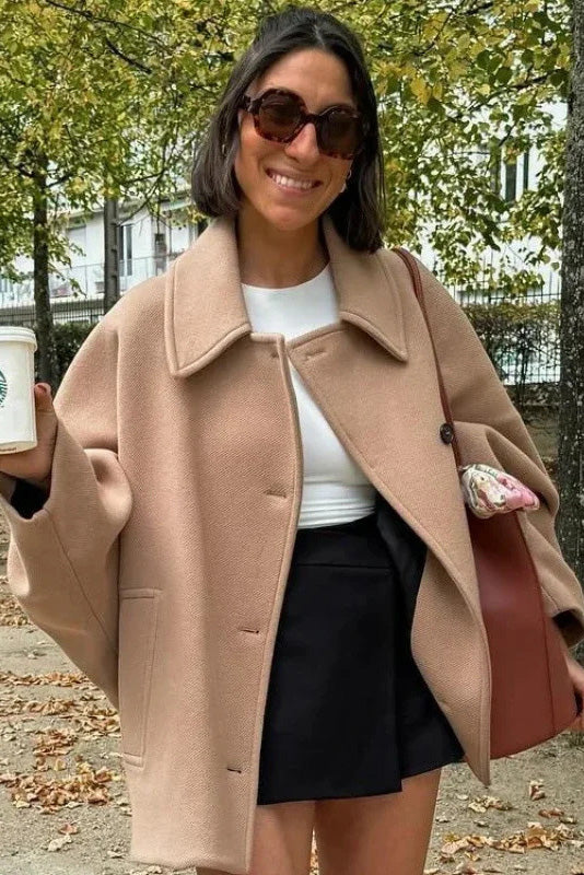 Modern Quiet Luxury Asymmetric Cape Coat