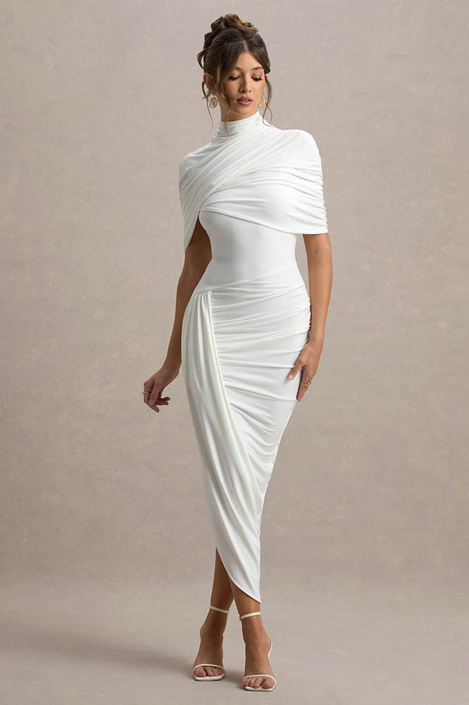Cape Waist Midi-Length Dress