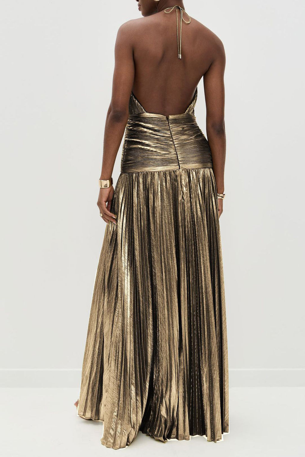 Thalia Metallic Peridot Maxi-Length Dress