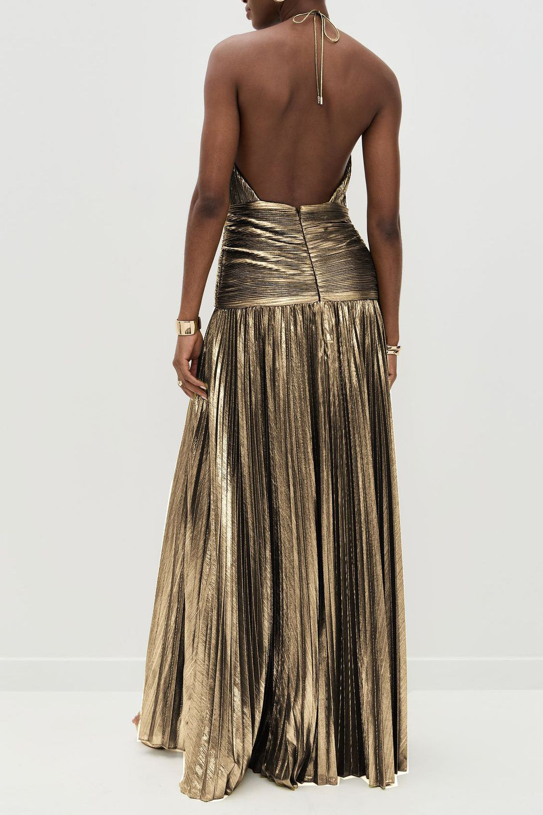 Thalia Metallic Peridot Maxi-Length Dress
