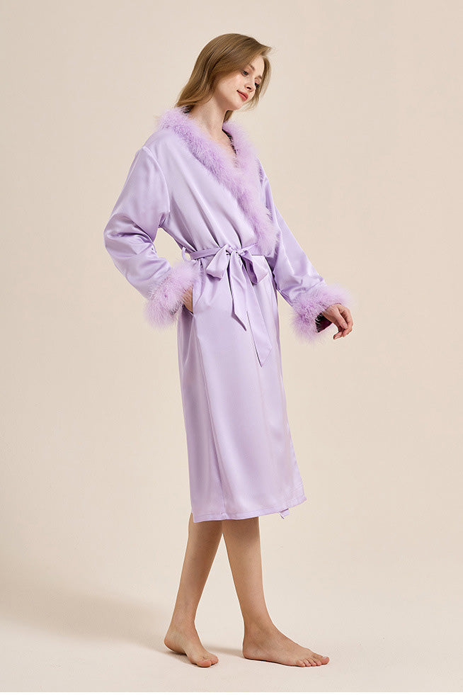 Modern Bettie Page Lilac Feather Robe