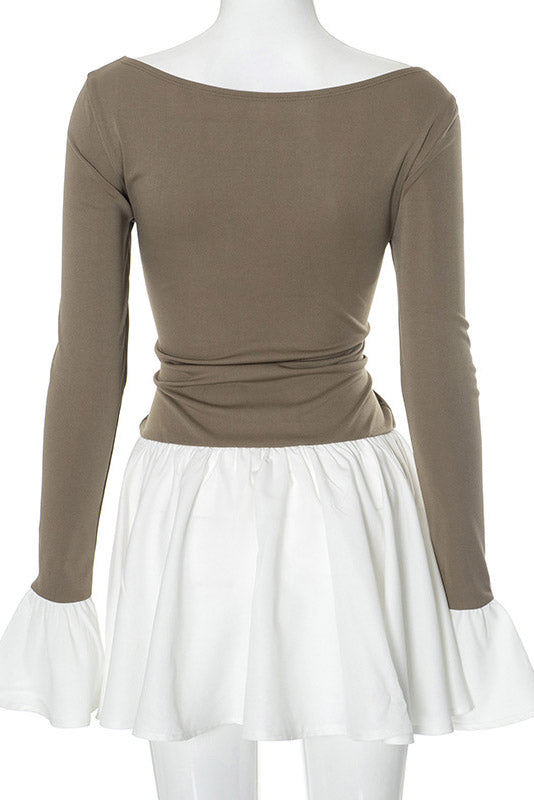 Candice Balloon Sleeves Knit Mini-Length Dress