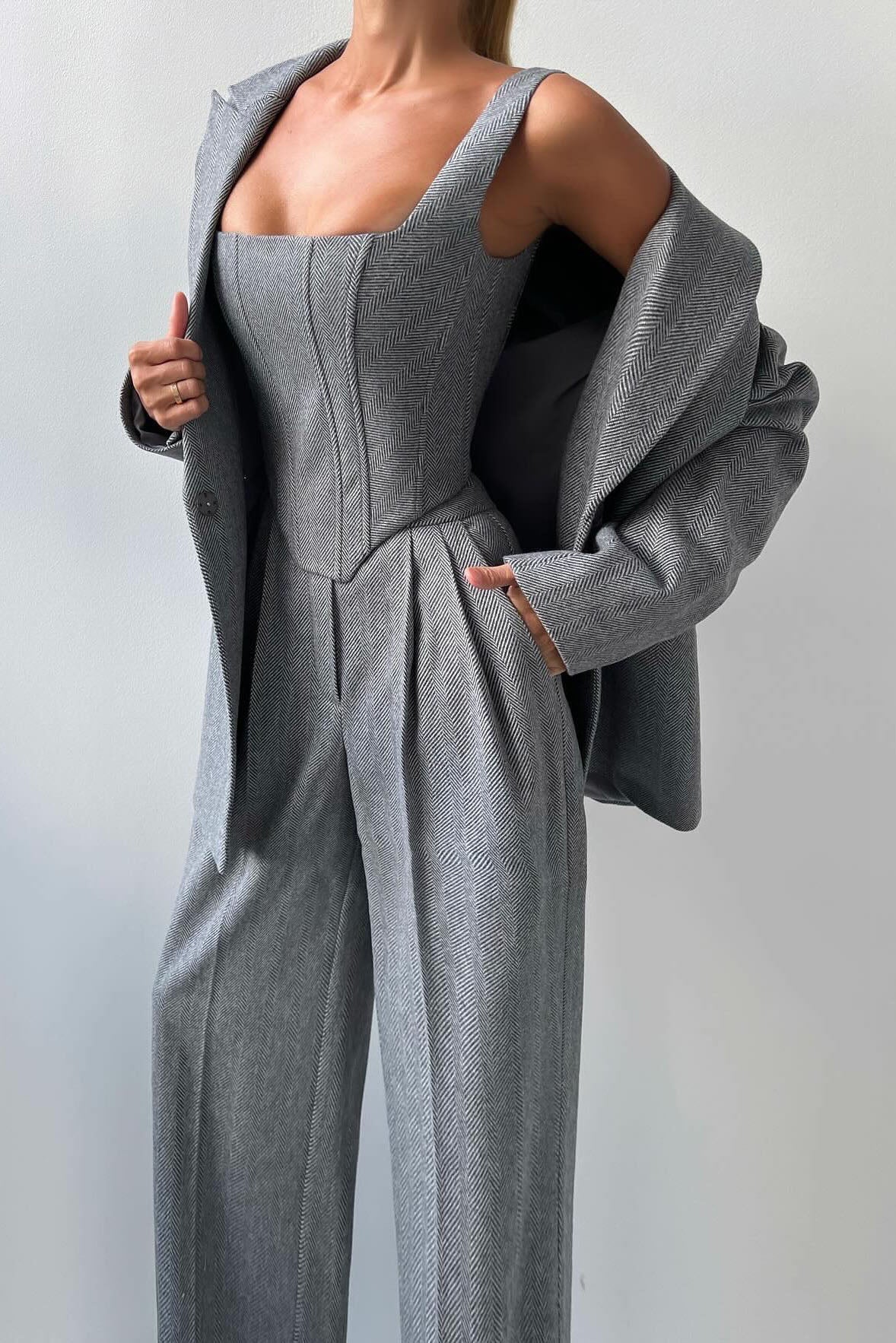 Modern Professional Belted Suit