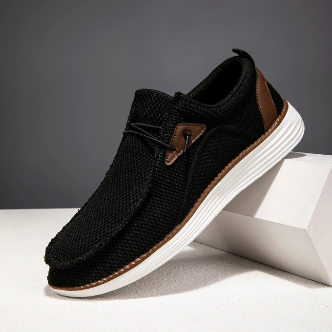 Mesh Loafers with Woven Detail