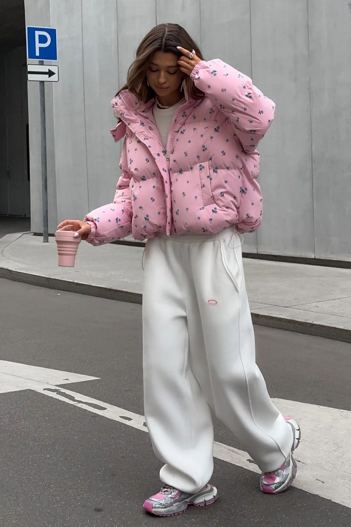 Flower Print Puffer Jacket