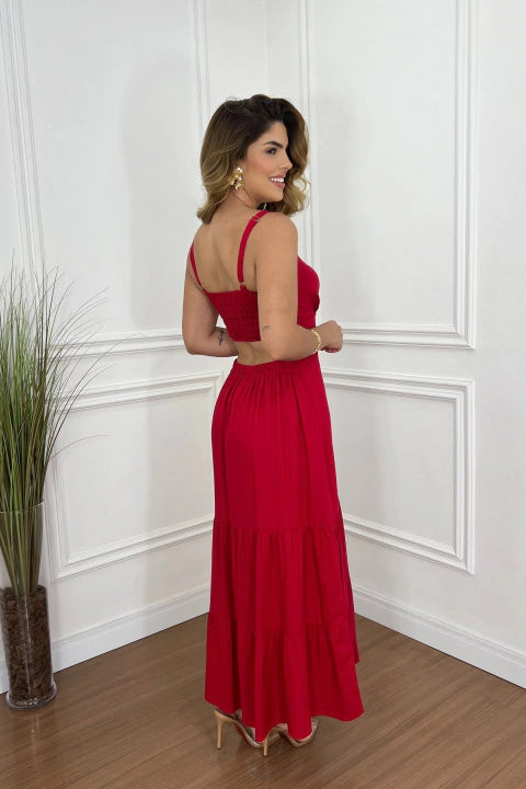 Trendy Versatile Solid Spaghetti Strap Midi-Length Dress