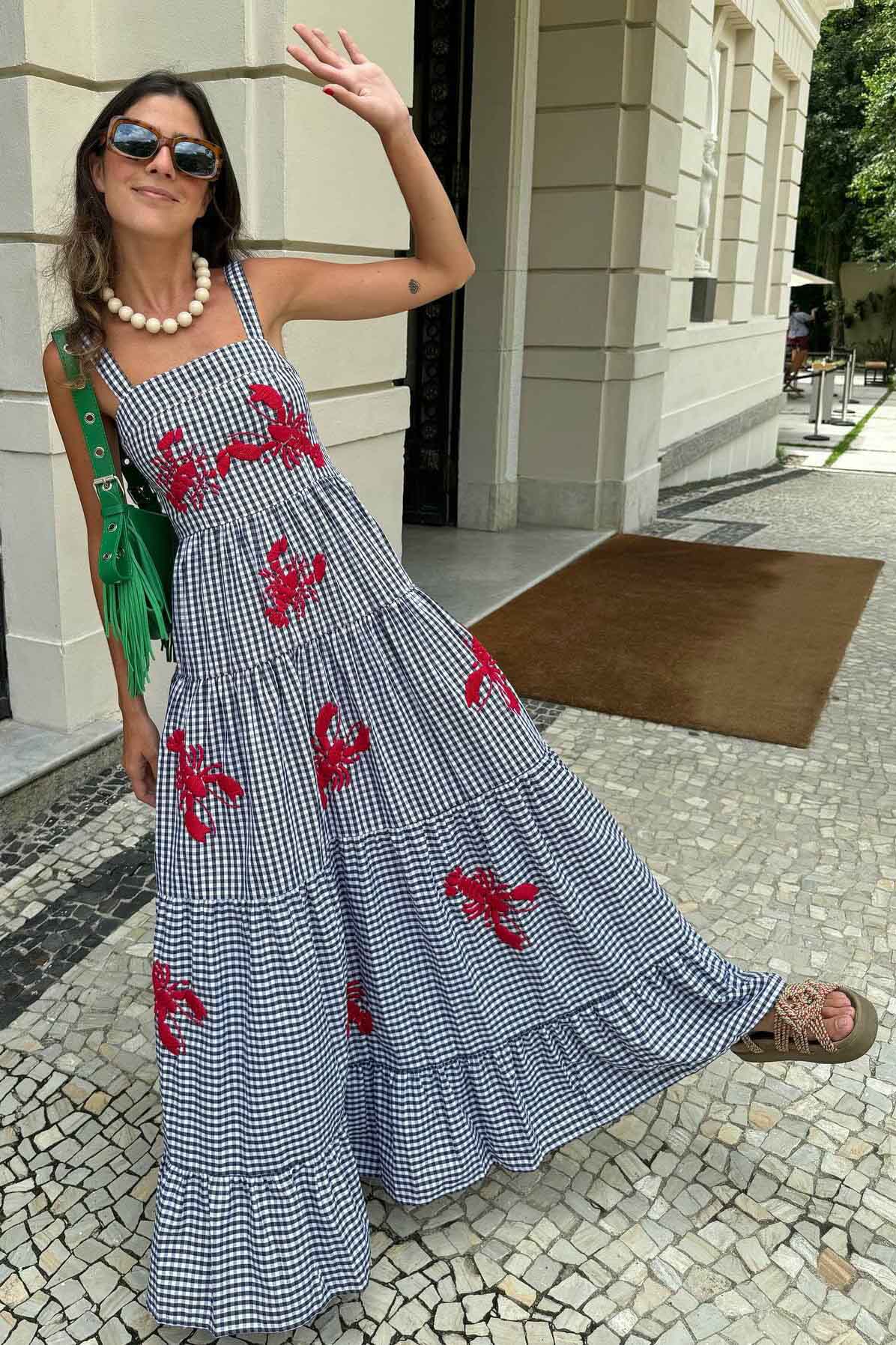 Exquisite Embroidered Holiday Camisole Midi-Length Dress
