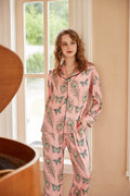 Coordinated Phoenix Feather and Butterfly Print Long-Sleeve Pajama Set