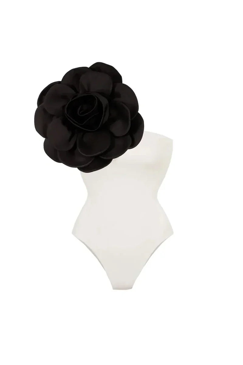 3D Flower Solid Swimsuit