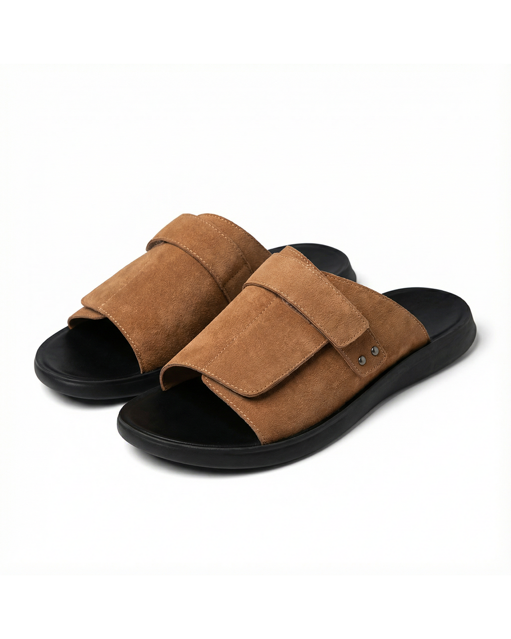 Suede Slides with Shock-Absorbing Sole