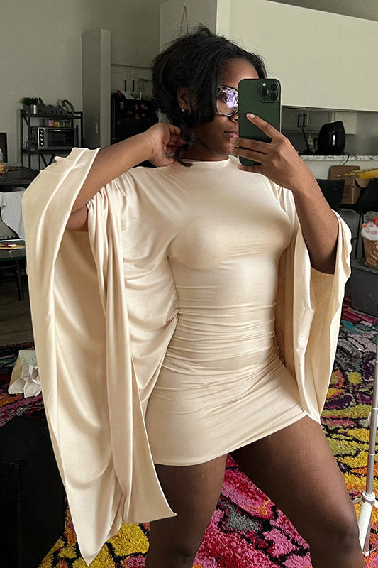 Curvy-Friendly Cape Sleeve Mini-Length Dress