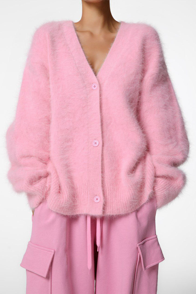 Celebrities Refined Solid Buttons V-Neck Outerwear