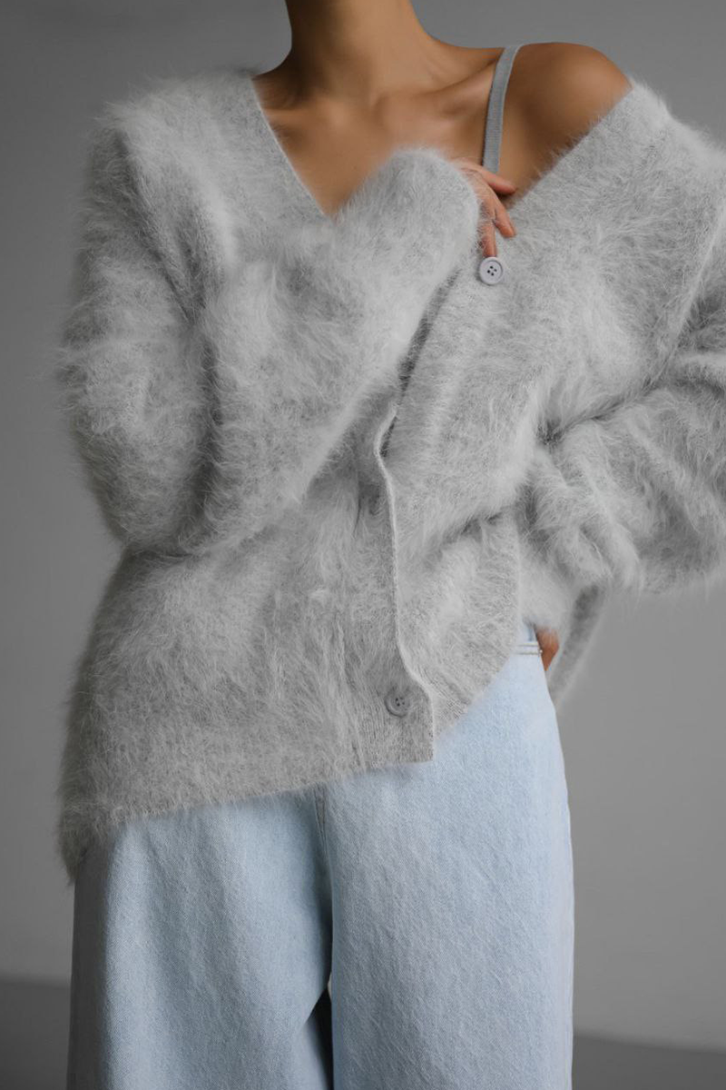 Celebrities Refined Solid Buttons V-Neck Outerwear