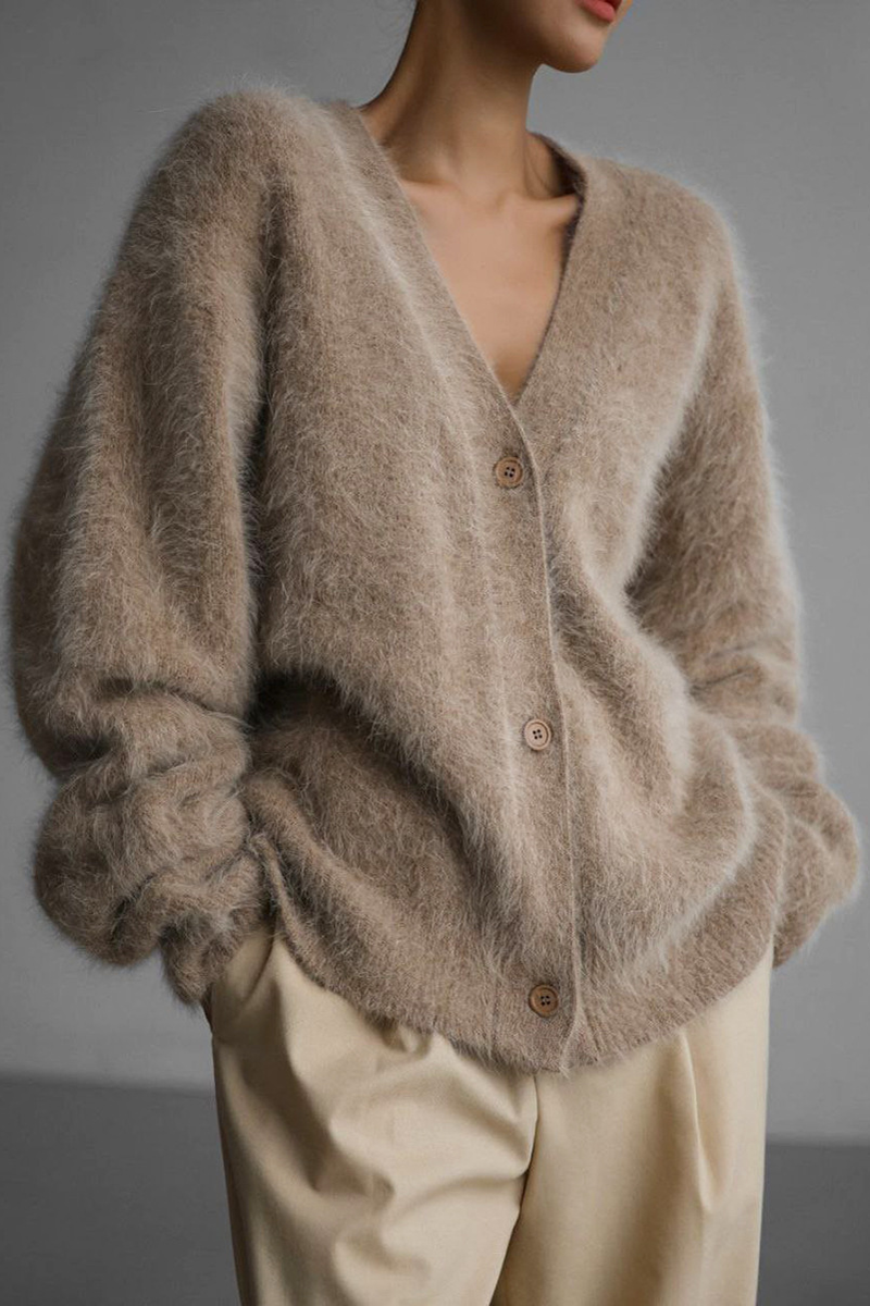 Celebrities Refined Solid Buttons V-Neck Outerwear