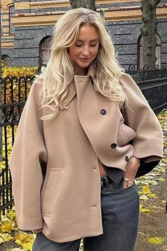 Modern Quiet Luxury Asymmetric Cape Coat