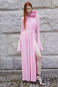 Luxury Retro Cut-Out Deep V Halter 3D Flower Maxi-Length Dress