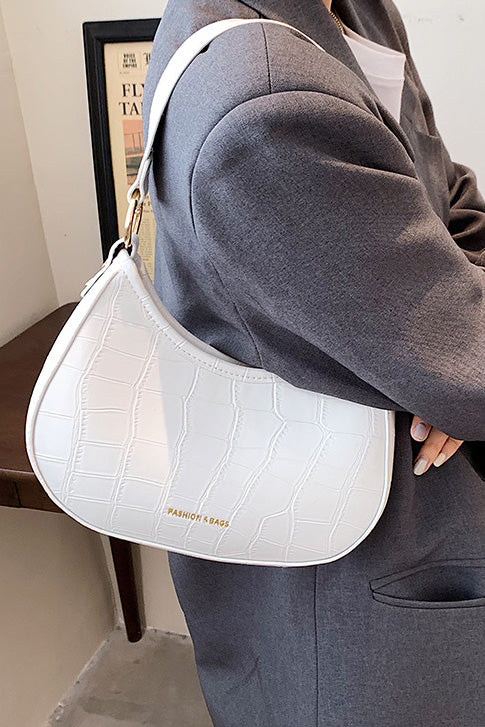 Modern Black Croc Mini Hobo Bag