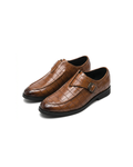 Leather Loafers with Croc-Embossed Texture